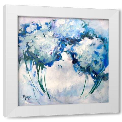Hydrangeas on My Mind III White Modern Wood Framed Art Print by Riger, Sue