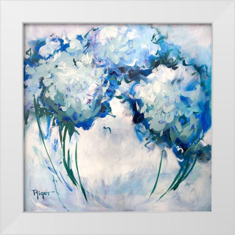 Hydrangeas on My Mind III White Modern Wood Framed Art Print by Riger, Sue