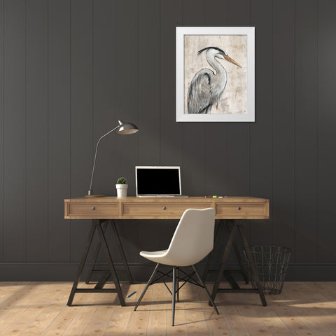 Grey Heron I White Modern Wood Framed Art Print by OToole, Tim