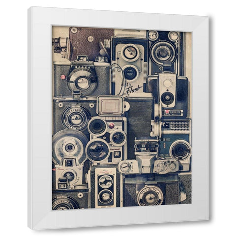 Vintage Cameras White Modern Wood Framed Art Print by Brown, Thomas