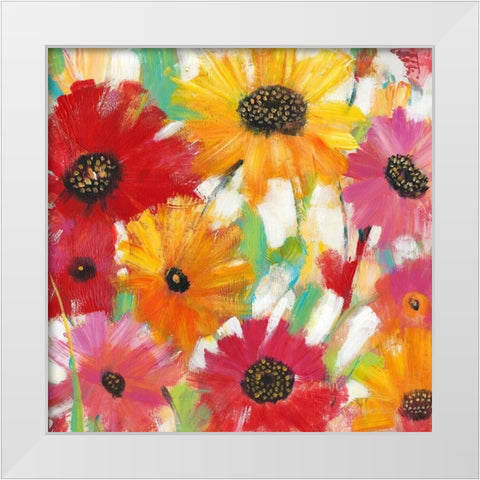 Bright and Bold Floral II White Modern Wood Framed Art Print by OToole, Tim