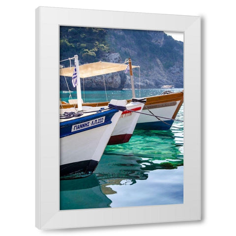 Workboats of Corfu, Greece II White Modern Wood Framed Art Print by DeNardo, Laura