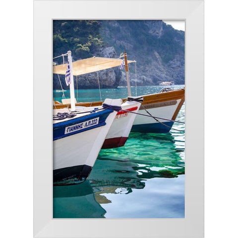Workboats of Corfu, Greece II White Modern Wood Framed Art Print by DeNardo, Laura