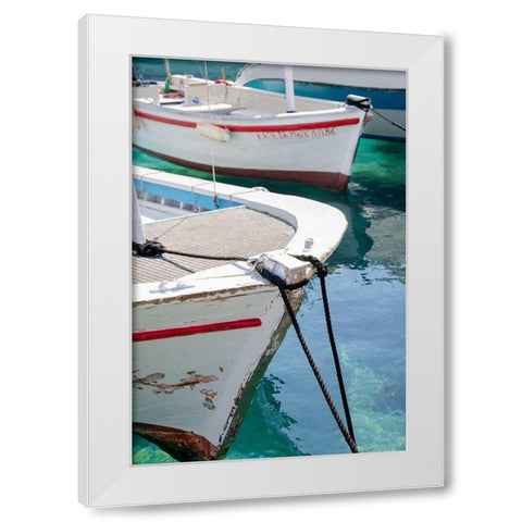 Workboats of Corfu, Greece III White Modern Wood Framed Art Print by DeNardo, Laura
