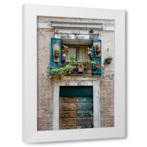 Italian Window Flowers I White Modern Wood Framed Art Print by DeNardo, Laura