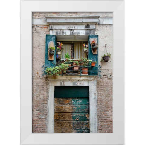 Italian Window Flowers I White Modern Wood Framed Art Print by DeNardo, Laura