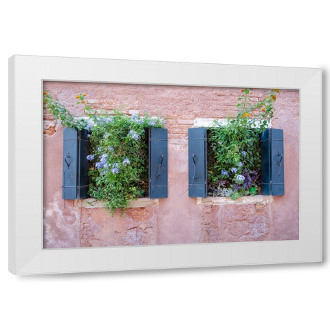 Italian Window Flowers II White Modern Wood Framed Art Print by DeNardo, Laura