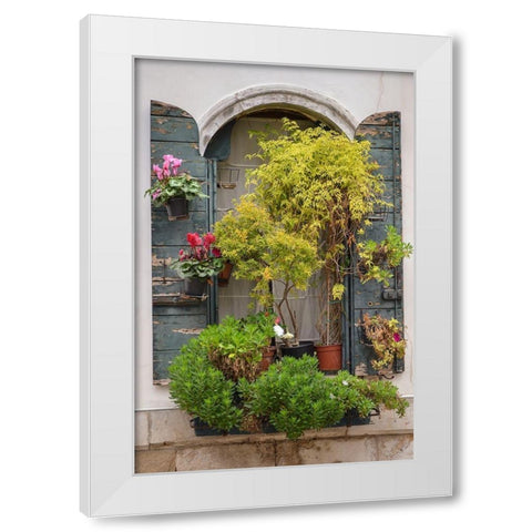 Italian Window Flowers IV White Modern Wood Framed Art Print by DeNardo, Laura