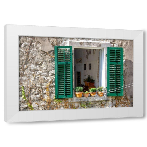 Window View - Kotor, Montenegro White Modern Wood Framed Art Print by DeNardo, Laura