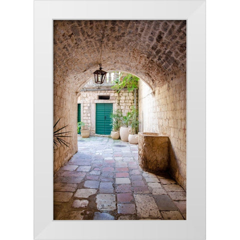 Enchanting Passageway - Kotor, Montenegro White Modern Wood Framed Art Print by DeNardo, Laura