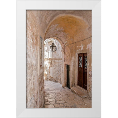 Quiet Passageway - Kotor, Montenegro White Modern Wood Framed Art Print by DeNardo, Laura