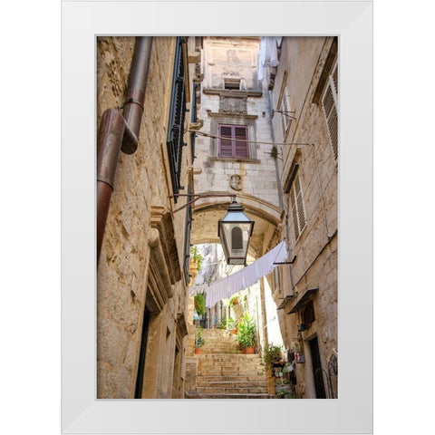 Laundry Day - Dubrovnik, Croatia White Modern Wood Framed Art Print by DeNardo, Laura