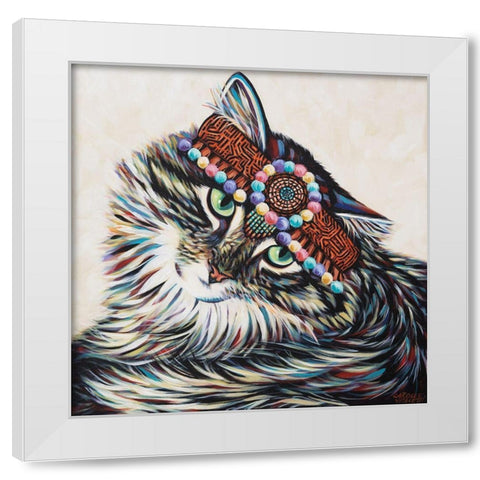 Hippie Cat I White Modern Wood Framed Art Print by Vitaletti, Carolee