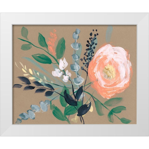 Flowers on Mocha I White Modern Wood Framed Art Print by Goldberger, Jennifer