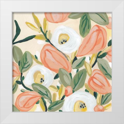 Gleeful Garden I White Modern Wood Framed Art Print by Vess, June Erica