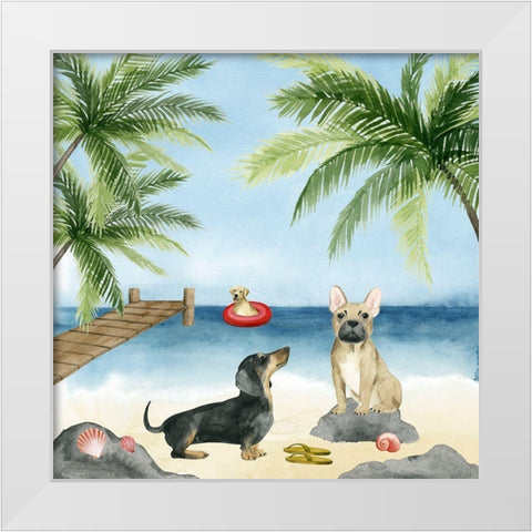 Dogs on Deck I White Modern Wood Framed Art Print by Popp, Grace