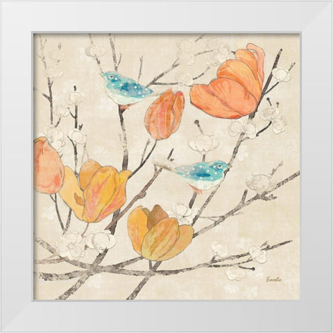 Avian Dreams IV White Modern Wood Framed Art Print by Evelia Designs