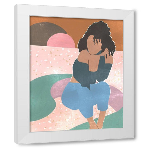 Curly Lady II White Modern Wood Framed Art Print by Wang, Melissa