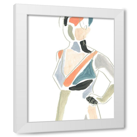 Color Block Figure I White Modern Wood Framed Art Print by Vess, June Erica