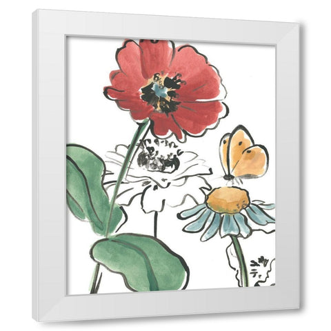 Boho Florals II White Modern Wood Framed Art Print by Vess, June Erica