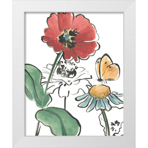 Boho Florals II White Modern Wood Framed Art Print by Vess, June Erica