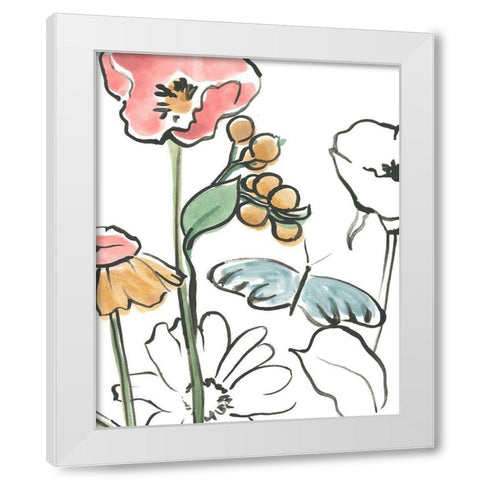 Boho Florals V White Modern Wood Framed Art Print by Vess, June Erica
