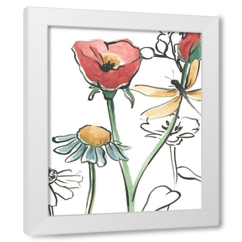 Boho Florals VI White Modern Wood Framed Art Print by Vess, June Erica