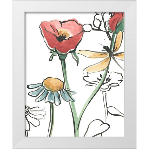 Boho Florals VI White Modern Wood Framed Art Print by Vess, June Erica