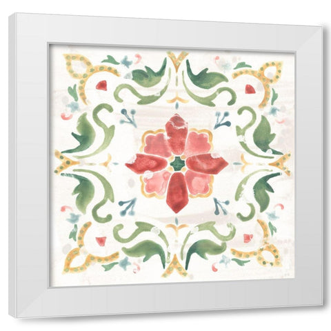 Boho Tile I White Modern Wood Framed Art Print by Vess, June Erica