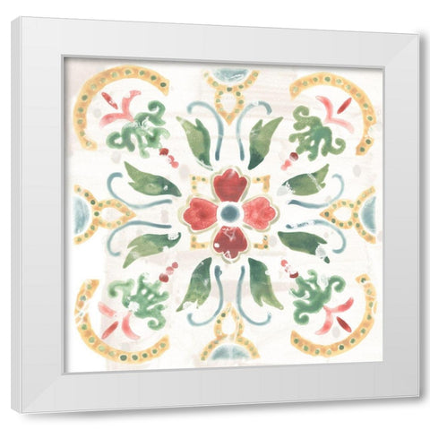 Boho Tile III White Modern Wood Framed Art Print by Vess, June Erica