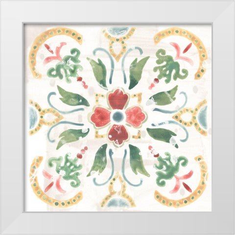 Boho Tile III White Modern Wood Framed Art Print by Vess, June Erica