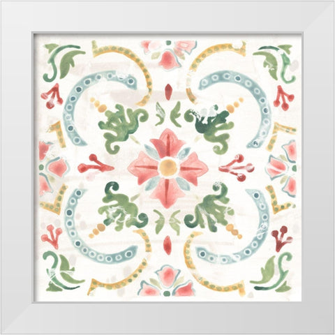 Boho Tile IV White Modern Wood Framed Art Print by Vess, June Erica