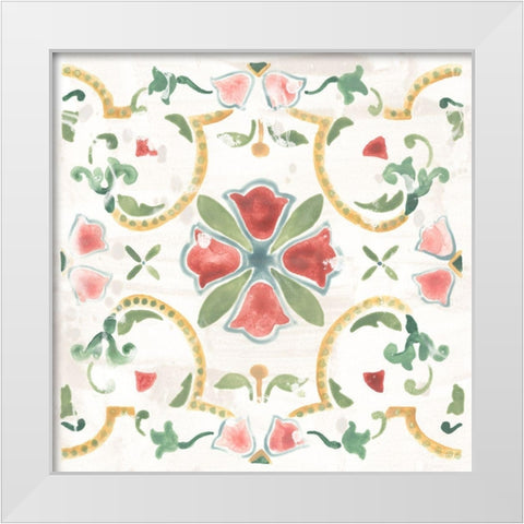 Boho Tile VI White Modern Wood Framed Art Print by Vess, June Erica