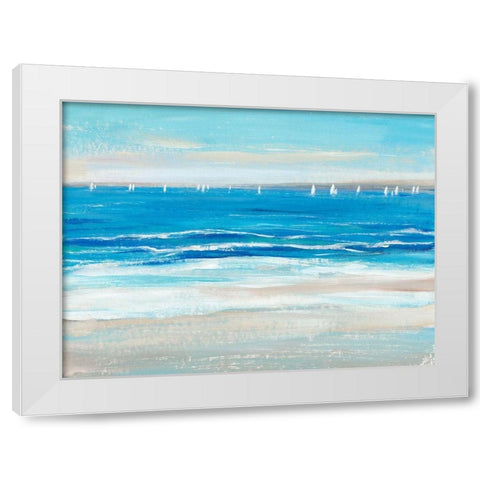 Low Cerulean Tide I White Modern Wood Framed Art Print by OToole, Tim