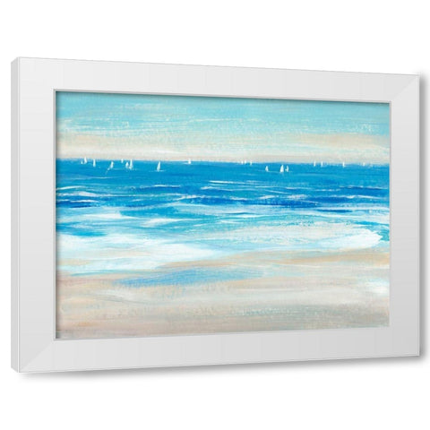 Low Cerulean Tide II White Modern Wood Framed Art Print by OToole, Tim