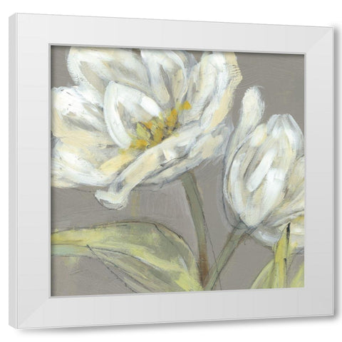Tulip on Grey White Modern Wood Framed Art Print by Goldberger, Jennifer