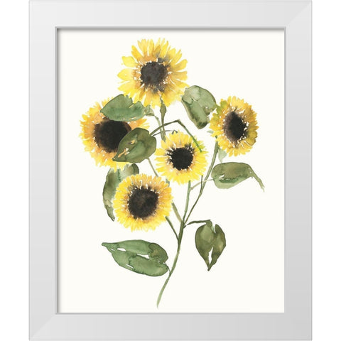 Sunflower Composition II White Modern Wood Framed Art Print by Goldberger, Jennifer