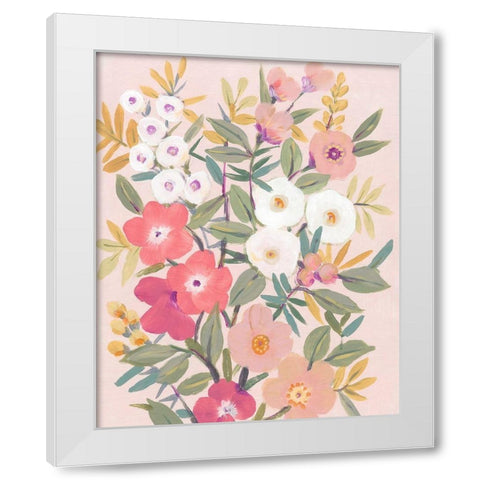 Pretty Pink Floral I White Modern Wood Framed Art Print by OToole, Tim