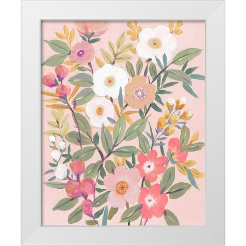 Pretty Pink Floral II White Modern Wood Framed Art Print by OToole, Tim