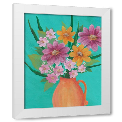 Jubilant Floral I White Modern Wood Framed Art Print by Moore, Regina