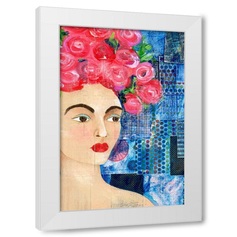 Flowers in her Hair I White Modern Wood Framed Art Print by Moore, Regina