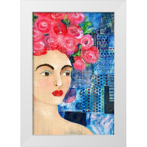 Flowers in her Hair I White Modern Wood Framed Art Print by Moore, Regina