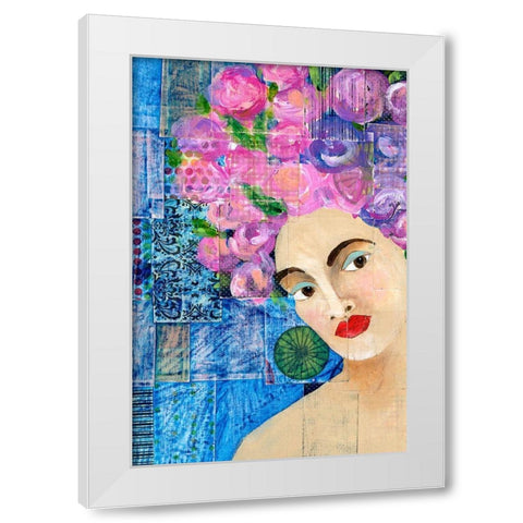 Flowers in her Hair II White Modern Wood Framed Art Print by Moore, Regina