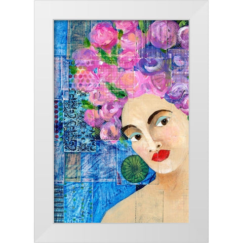 Flowers in her Hair II White Modern Wood Framed Art Print by Moore, Regina