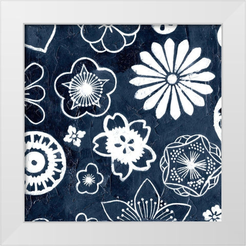 Navy Cascade II White Modern Wood Framed Art Print by Meagher, Megan