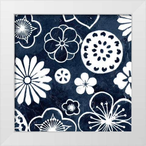 Navy Cascade III White Modern Wood Framed Art Print by Meagher, Megan