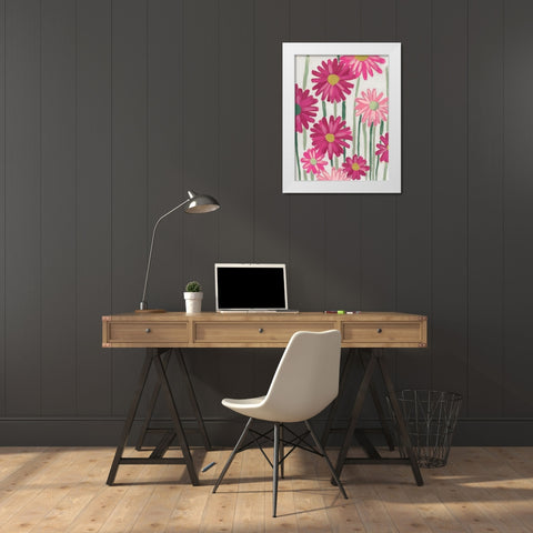 Spring Pinks I White Modern Wood Framed Art Print by Vess, June Erica