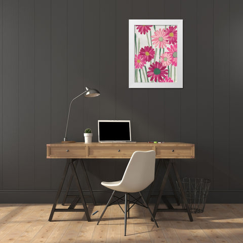 Spring Pinks IV White Modern Wood Framed Art Print by Vess, June Erica