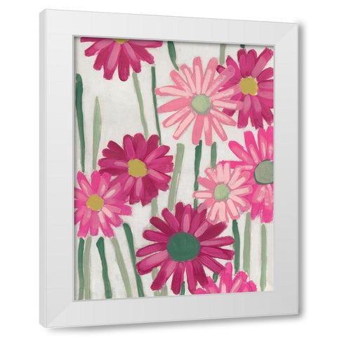 Spring Pinks IV White Modern Wood Framed Art Print by Vess, June Erica