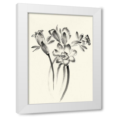 Ink Wash Floral I - Daffodils White Modern Wood Framed Art Print by Rae, Nan